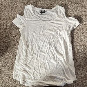 JM Collection White Cold Shoulder Tee